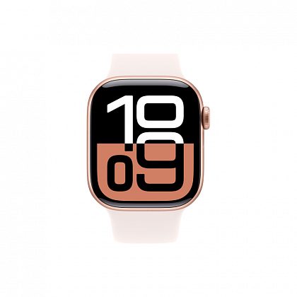 Apple Watch Series 10, 42 мм, корпус из алюминия цвета «розовое золото», спортивный ремешок цвета «румянец» S/M