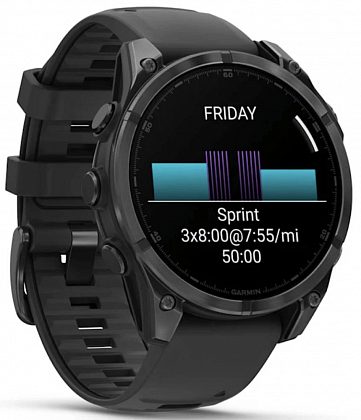 Garmin Fenix 8 Amoled 47мм Серые с черным ремешком