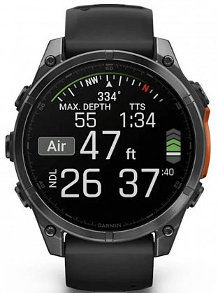 Garmin Fenix 8 Amoled 47мм Серые с черным ремешком