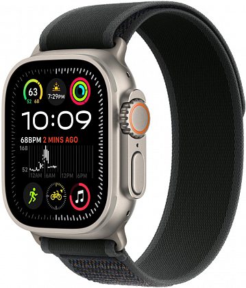 Ремешок Apple 49 мм Trail Loop, черного цвета, бежевый титан, размер M/L