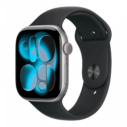 Apple Watch Series 11 46mm GPS Jet Black Aluminum Case Black Sport Band M/L