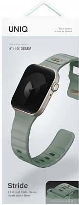 Ремешок Uniq Stride Rubber для Apple Watch 38/41 мм, силикон, серо-зеленый