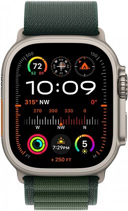 Ремешок Apple 49 мм Alpine Loop, темно-зеленого цвета, бежевый титан, размер M