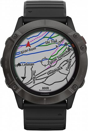 Garmin Fenix 6X Pro Solar титановые серые DLC с черным ремешком