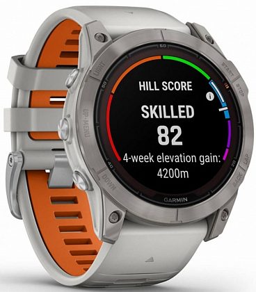 Garmin Fenix 7X Pro Sapphire Solar Edition Титановые с серо-оранжевым ремешком
