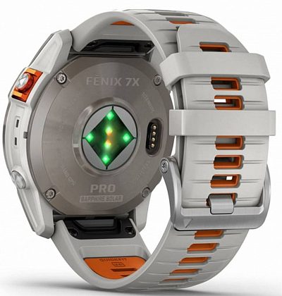 Garmin Fenix 7X Pro Sapphire Solar Edition Титановые с серо-оранжевым ремешком