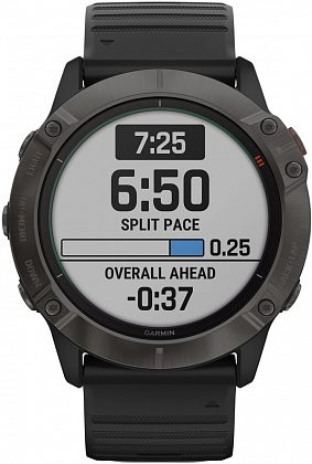 Garmin Fenix 6X Pro Solar титановые серые DLC с черным ремешком