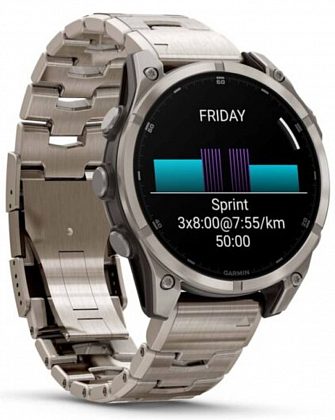 Garmin Fenix 8 Amoled Sapphire 47мм Светло-серые с титановым ремешком
