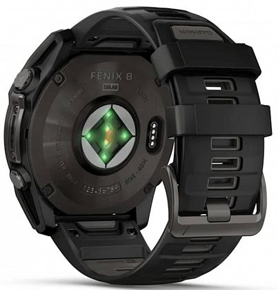 Garmin Fenix 8 Solar Sapphire DLC 51мм Темно-серые с черным ремешком
