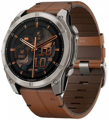 Garmin Fenix 8 Amoled Sapphire 51мм Серые с кожаным ремешком