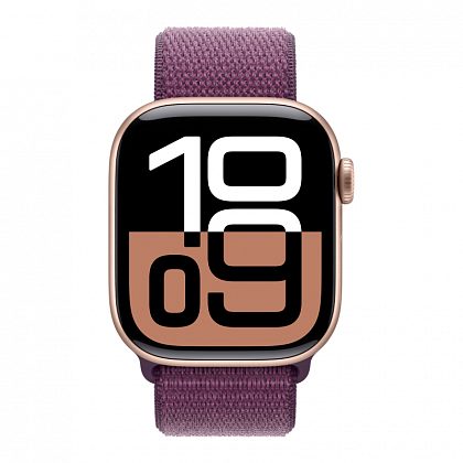 Apple Watch Series 10, 46 мм, корпус из алюминия цвета «розовое золото», спортивный браслет сливового цвета