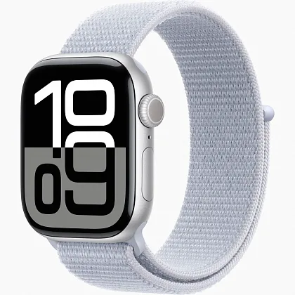 Смарт-часы Apple Watch Series 10 46mm Silver Aluminum Case with Blue Cloud Sport Loop, размер Regular