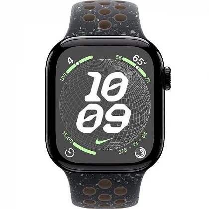 Смарт-часы Apple Watch Series 10 42mm Jet Black Aluminum Case with Midnight Sky Nike Sport Band, размер M/L