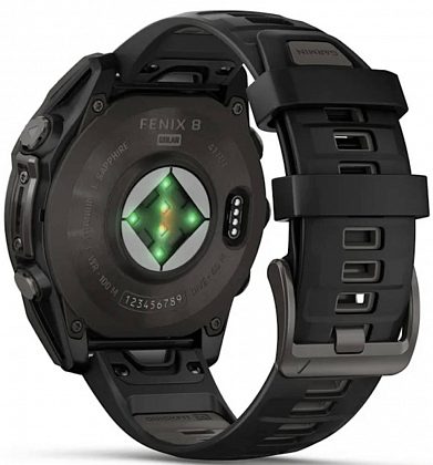 Garmin Fenix 8 Solar Sapphire DLC 47мм Серые с черным ремешком