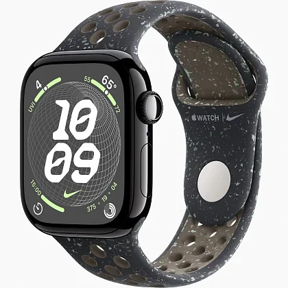 Смарт-часы Apple Watch Series 10 46mm Jet Black Aluminum Case with Midnight Sky Nike Sport Band, размер M/L
