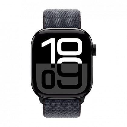 Apple Watch Series 10, 42 мм, алюминий цвета «черный глянец», спортивный браслет цвета "Ink" (MWWG3)