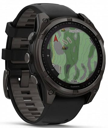 Garmin Fenix 8 Solar Sapphire DLC 47мм Серые с черным ремешком