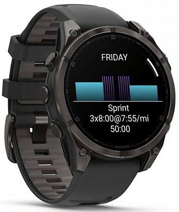 Garmin Fenix 8 Amoled Sapphire DLC 51мм Черные с силиконовым ремешком