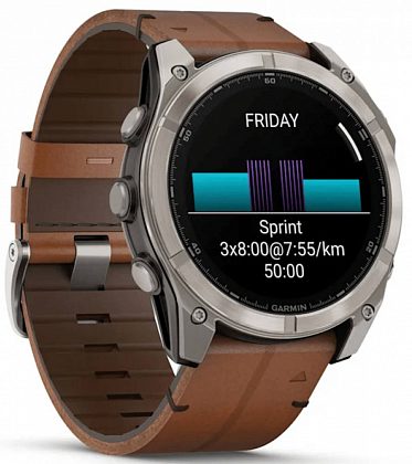 Garmin Fenix 8 Amoled Sapphire 51мм Серые с кожаным ремешком