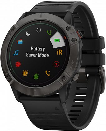 Garmin Fenix 6X Pro Solar титановые серые DLC с черным ремешком
