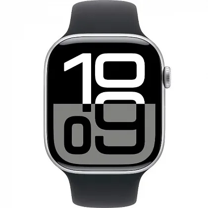 Смарт-часы Apple Watch Series 10 46mm Silver Aluminum Case with Black Sport Band, размер M/L