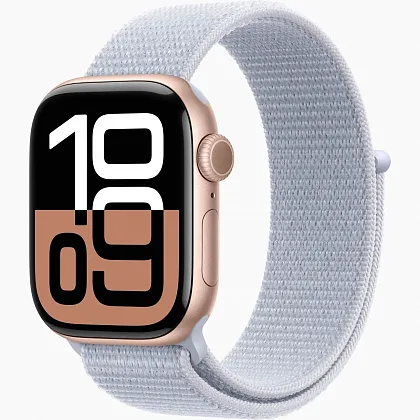 Смарт-часы Apple Watch Series 10 42mm Rose Gold Aluminum Case with Blue Cloud Sport Loop, размер Regular
