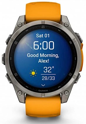 Garmin Fenix 8, 51 мм, AMOLED, Sapphire Titanium with spark orange/graphite silicone band