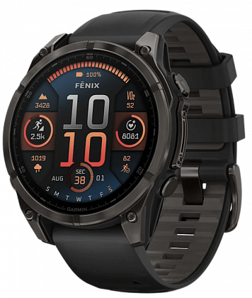 Garmin Fenix 8 Amoled Sapphire DLC 51мм Черные с силиконовым ремешком