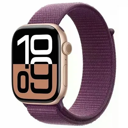 Смарт-часы Apple Watch Series 10 GPS 46mm Rose Gold Aluminium Case with Plum Sport Loop, размер Regular